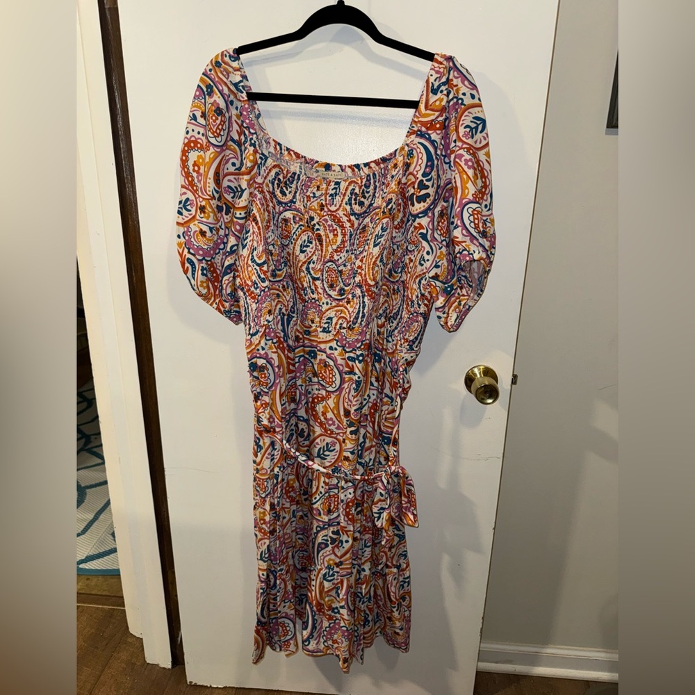 Kate & Sam Brand Paisley Belted Midi Dress Size XXL